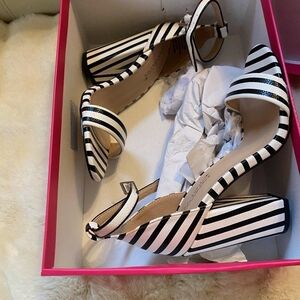 Black and White Striped Heels